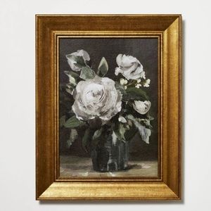 NWT 11”x14” Vintage Floral Framed Wall Canvas-Threshold designed w/ Stud…
